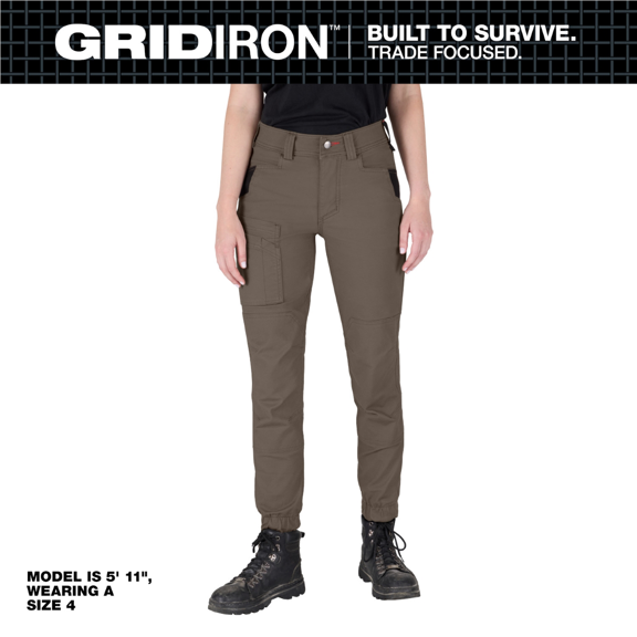 Milwaukee Tool Women's GRIDIRON Double Knee Jogger Pants - Brown - Size 14