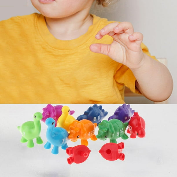Juguete de motor fino de dinosaurio, juguetes de dinosaurio de doble cara preescolar con bolsa de almacenamiento, juguete a juego de dinosaurios para número