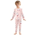 thumbnail image 3 of White Kitten Heart Pattern Cotton Pajamas 2 Piece Set Sleepwear Soft and Comfortable Homewear Nightwear, 3 of 7