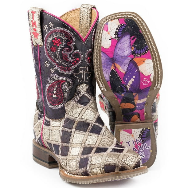 Kid's Tin Haul Sparkle Girl Boots Handcrafted Silver