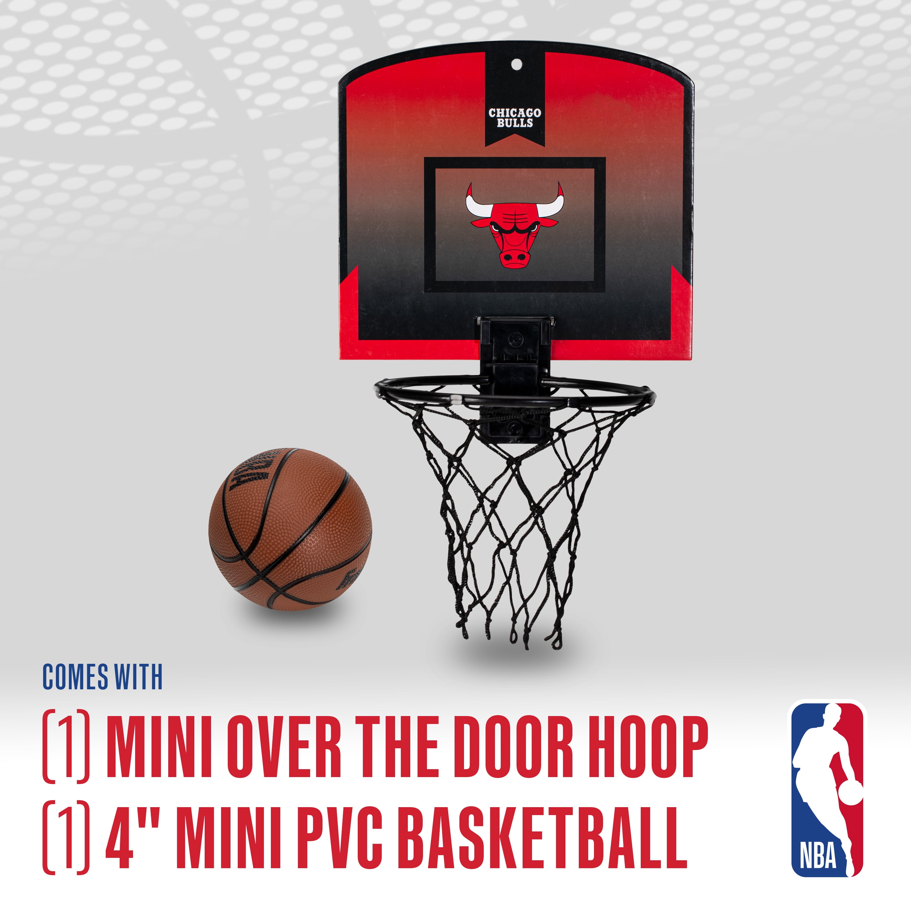Franklin Sports NBA Chicago Bulls Mini Over the Door Basketball Hoop - Kids Indoor Mini Basketball Hoop with Basketball - NBA Fan Shop Mini Hoop for Bedroom + Office - Over the Door Mini Hoop Set