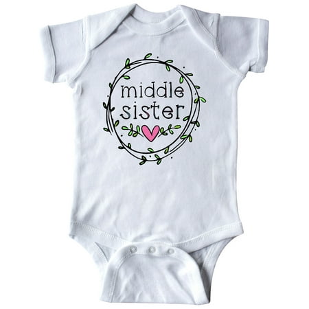 

Inktastic Middle Sister Leaves Circle Heart Gift Baby Girl Bodysuit