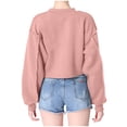 thumbnail image 3 of Besolor Women's Casual Cropped Sweatshirts Crew Neck Long Sleeve Solid Color Pullover Fall Tops Blouse, 3 of 6
