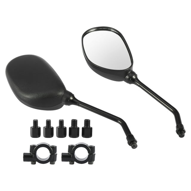 1 Set Universal 4.8" ATV Motorcycle Adjustable Rear View Side Oval Shape Mirrors fits 7/8" Handlebar Mount Black