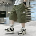 thumbnail image 2 of Boy Cargo Shorts Size 14-16 11-12 Years Loose Short Boy Boy Cargo Shorts Size 14-16 Boys Y2k Shorts Boys Summer Shorts Elastic Waist #Army Green, 2 of 7