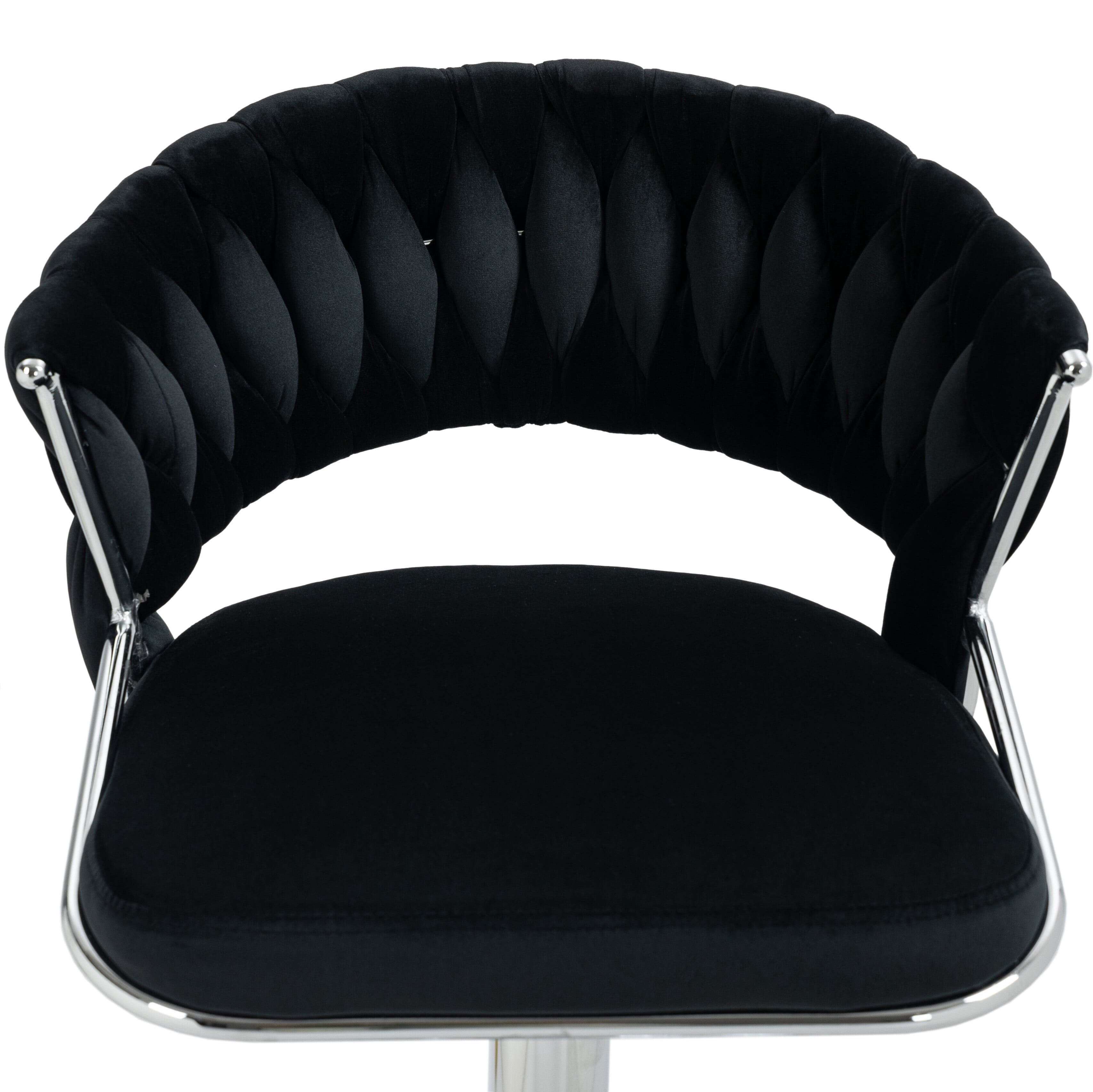 UIXE Velvet Black Bar Stools Set of 2 Modern High Back Swivel Barstool for Kitchen Counter Square Island