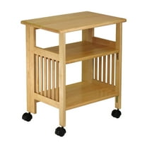 Printer Stand with Shelves; Foldable Media Cart; Solid Wood Printer Table for Office, Living Room, Kitchen - 24"W x 16.2"D x 27.2"H