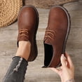 thumbnail image 4 of Loafers for Women Comfortable Lace Up Penny Loafer Ladies Business Casual Dressy Shoes Solid Color Leather Shoes Round Toe Flat Shoes, 4 of 9