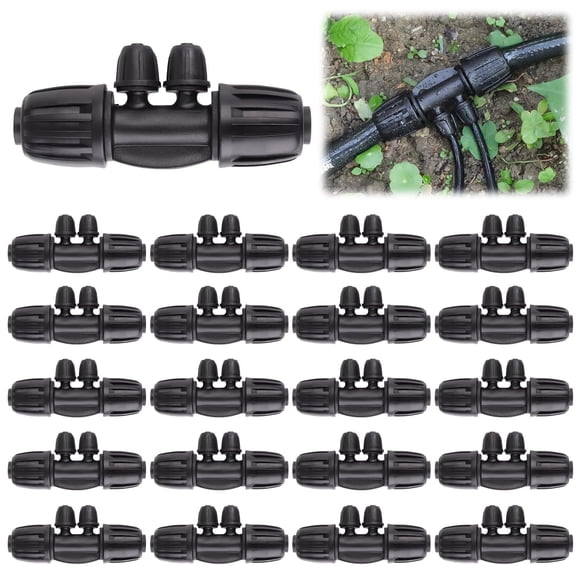 20 Pcs Connecteurs de Tiges Barbelées Verrouillables, Kalolary Kit de Raccords d'Irrigation Goutte à Goutte 1/2 Pouces à 1/4 Pouces Connecteur Femelle de Verrouillage de Tube 12/16mm à 4/7mm