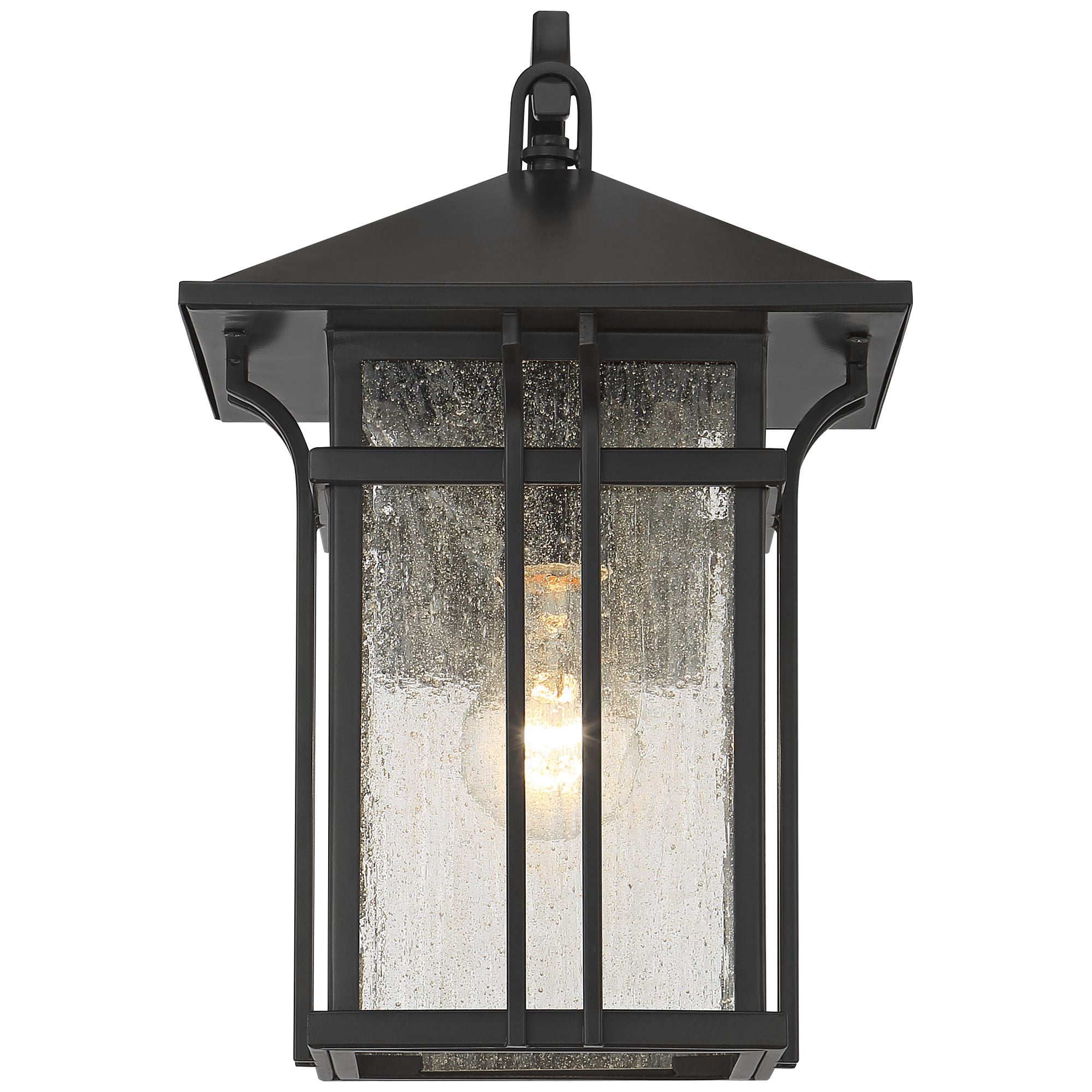 John Timberland Mission Outdoor Wall Light Fixture Painted Bronze 14" Seeded Clear Glass Lantern for House Porch Patio Deck