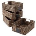 thumbnail image 3 of Casafield (Set of 4) Water Hyacinth 10"x13"x5" Pantry Baskets w/ Chalkboard Labels and Marker - Espresso, Woven Storage Bins for Kitchen Shelves, 3 of 7