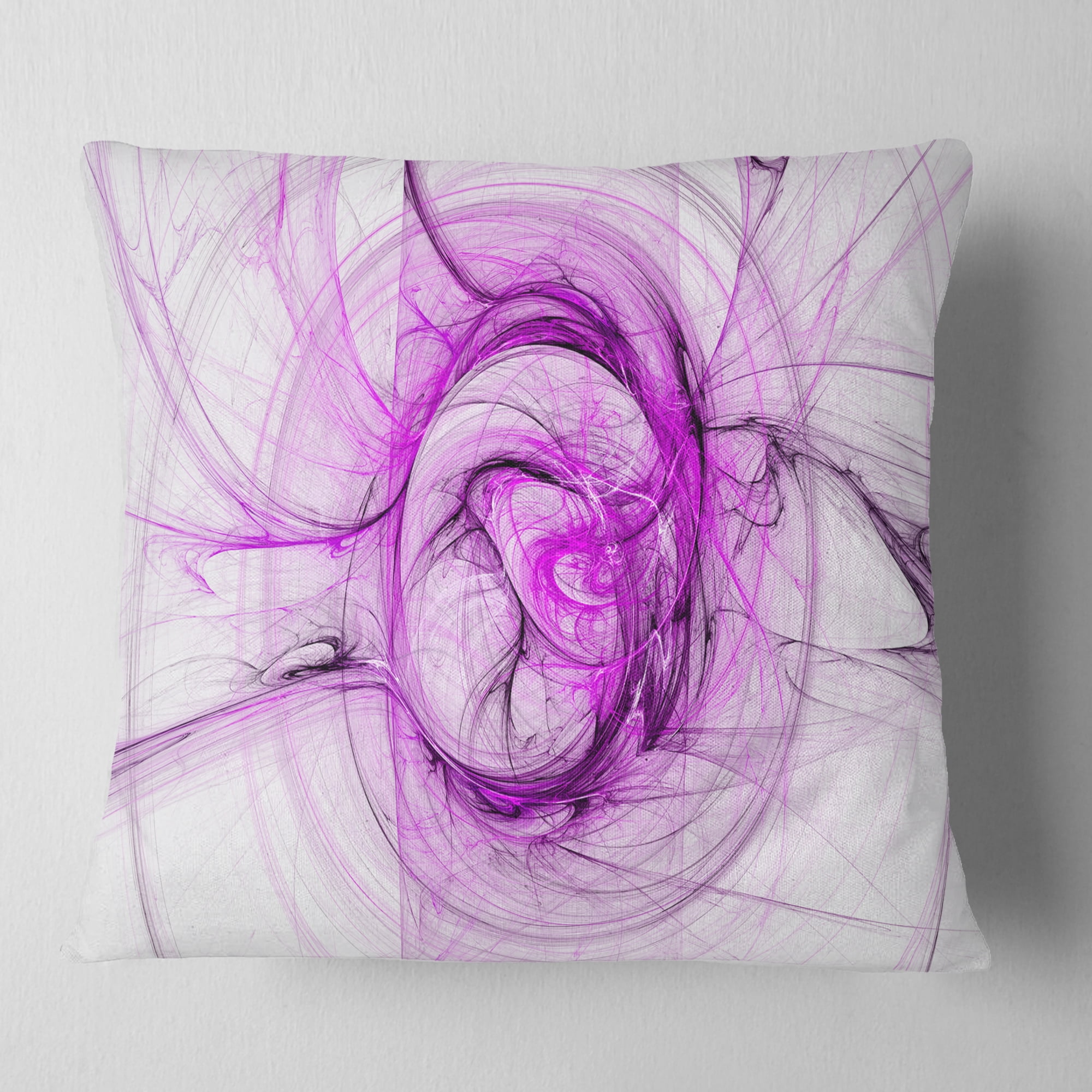 Designart Wisps of Smoke Purple - Abstract Throw Pillow - 18x18