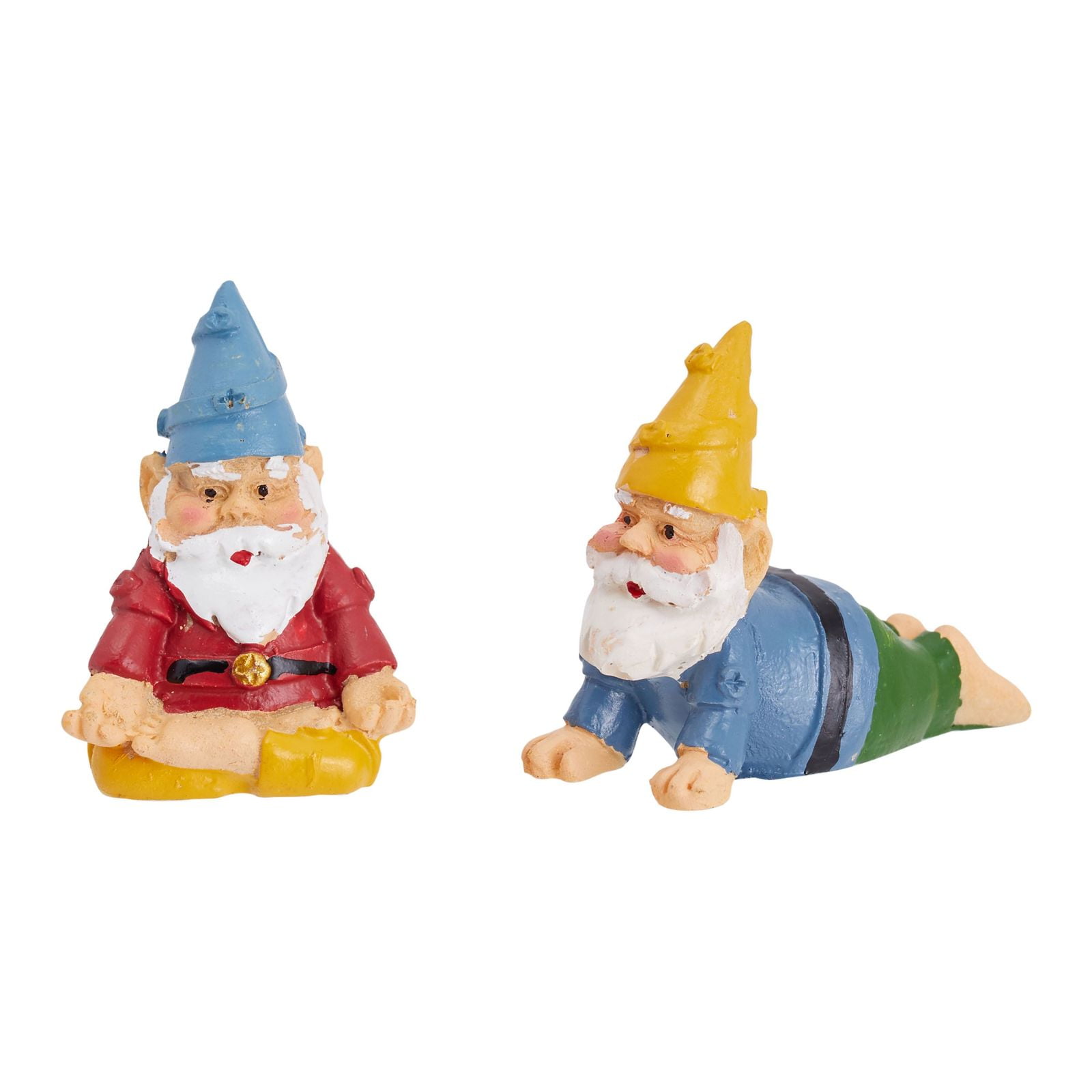 Tiny Gardening Knome Dwarf Figurine Statues Kit Small Fairy Garden Accessories of 4 PCS for Indoor Outdoor Yard Lawn Decor Mini Yoga Gnomes Garden Decorations Miniature Gnome Set Ornaments 