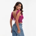 thumbnail image 5 of Michellecmm Women Asymmetrical Mesh Tank Tops Solid Color Scoop Neck Ruffles Sleeveless Vests Summer Casual Backless Tops Streetwear, 5 of 8