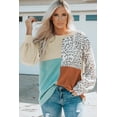 thumbnail image 4 of Women's Leopard Patchwork Color Block Ribbed Long Sleeve Top, 4 of 28