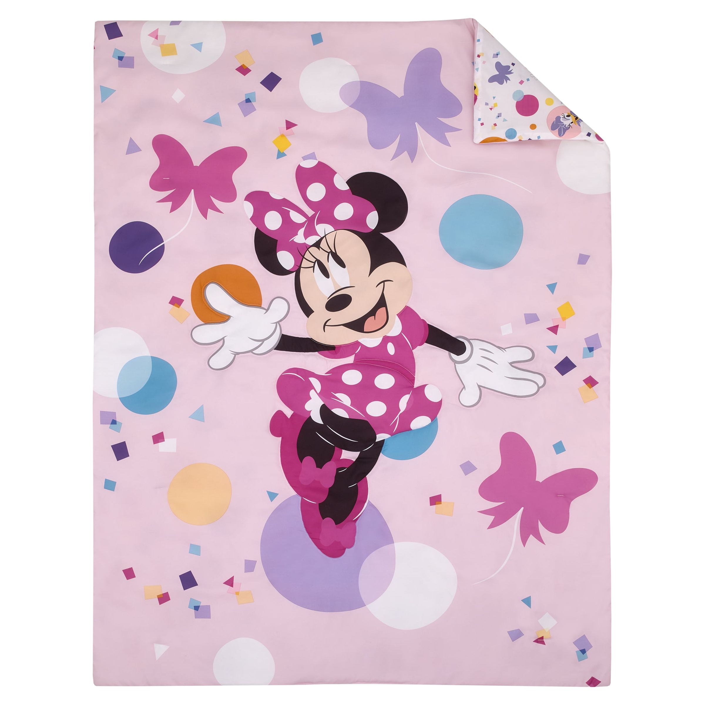 Disney Minnie Mouse Have Fun 3 Piece Toddler Bed Set, Comforter, Sheet, Pillowcase, Pink, Girl