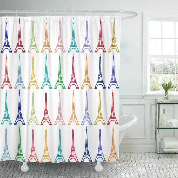 YUSDECOR Colorful France City of Paris Eiffel Tower Tour Romantic Bathroom Decor Bath Shower Curtain 60x72 inch