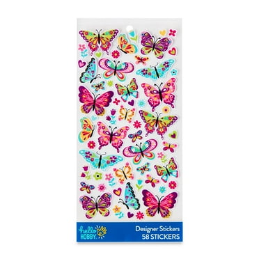 Hello Hobby Multicolor Butterfly Designer Stickers, 58 Count