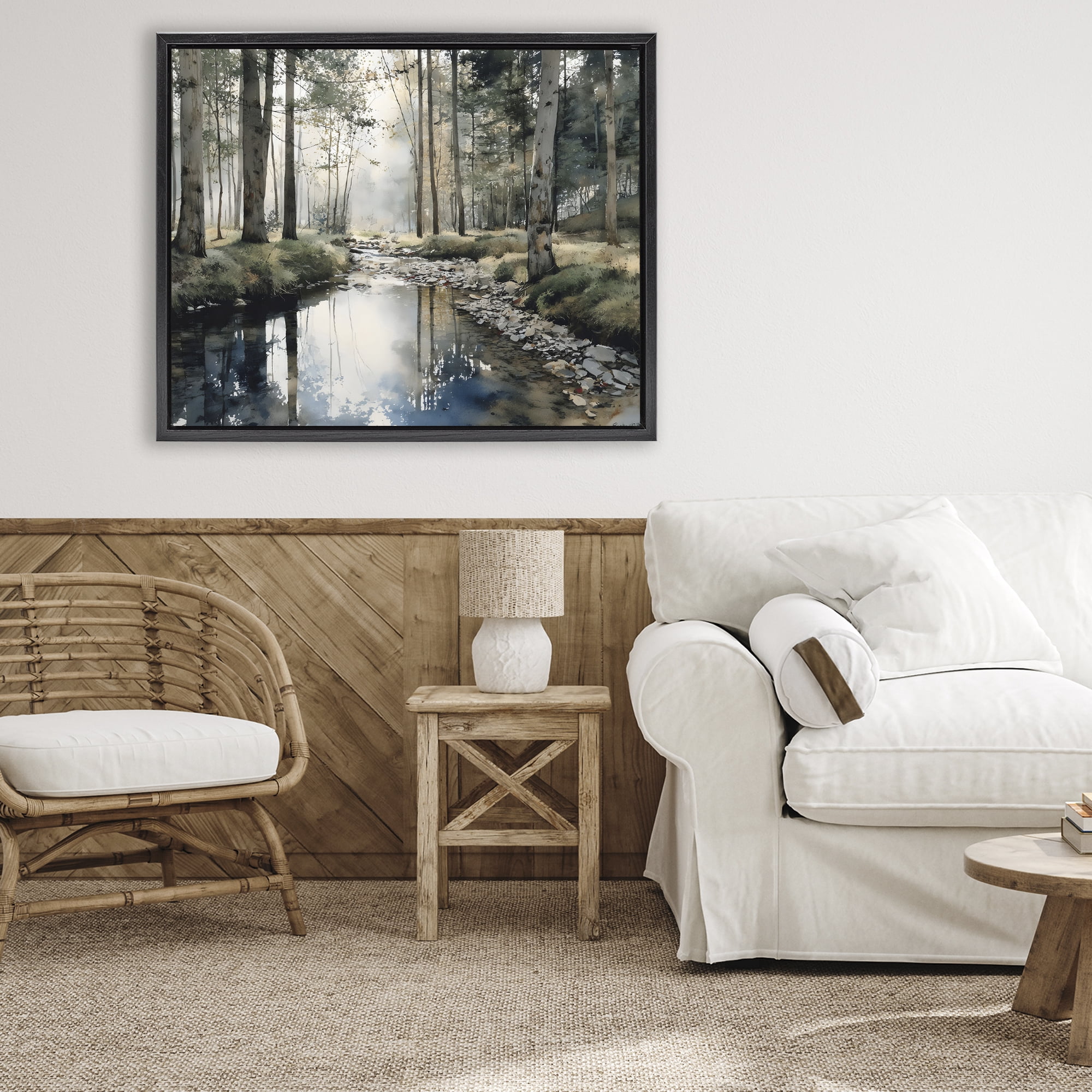 Stupell Industries Woodland Wonder Creek Black Framed Floater Canvas Wall Art, design by Franklyn Gregory