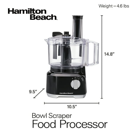 Hamilton Beach - 8 Cup Food Processor with Built-In Bowl Scraper - Black