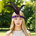 thumbnail image 2 of Unique Bargains 1 Pc Headband Feather Sequins Hairband for Women Purple, 2 of 5