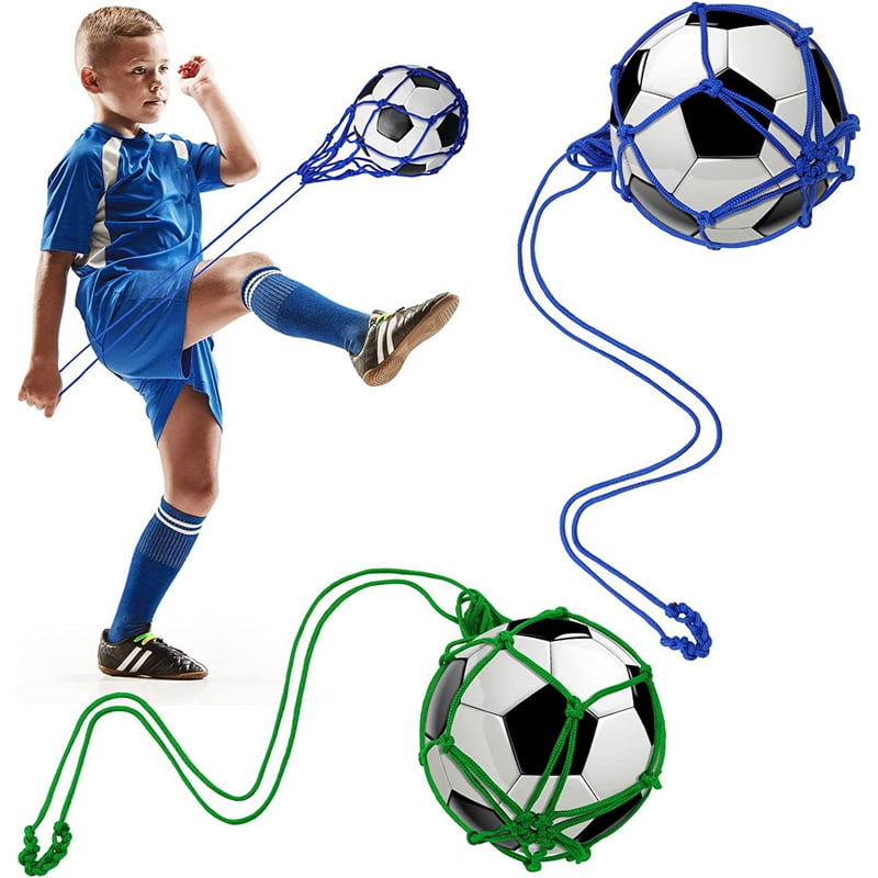 HEQU 2 Pcs Solo Soccer Kick Trainer Soccer Ball Bungee Training Juggling Net Soccer Ball Net