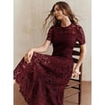 thumbnail image 5 of Burgundy Dress With Short Sleeve And Ruffled Hem, 5 of 30