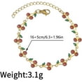 thumbnail image 5 of Cute Cherry Bracelet for Women Sweet Fruit Bohemian Bracelet Stainless Steel Chic Statement Adjustable Link Chain Stacking Trendy Hand Jewelry, 5 of 9