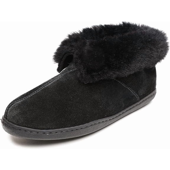 Minnetonka Women's Sheepskin Ankle Boot 10 M Black