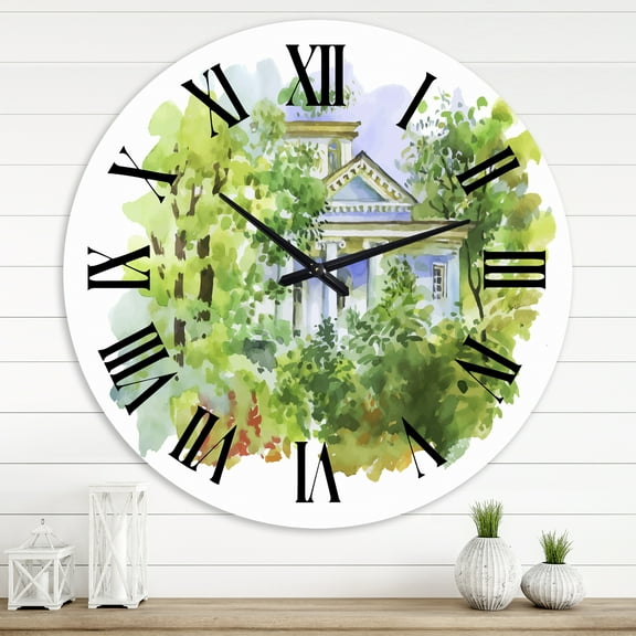 Designart 'White House In The Woods' Traditional Wall Clock
