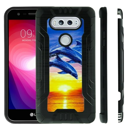 Reinforced Shell - LG V20 Case | V20, by MINITURTLE - PRO-Tech Innovative Design Dual Layer Technology Reinforced Corners Hard Shell Case - Sunset Dolphins