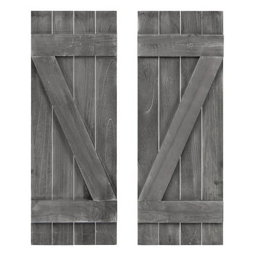 36 x 13 Inch Farmhouse Paulownia Wood Window Shutters Set of 2 for Windows