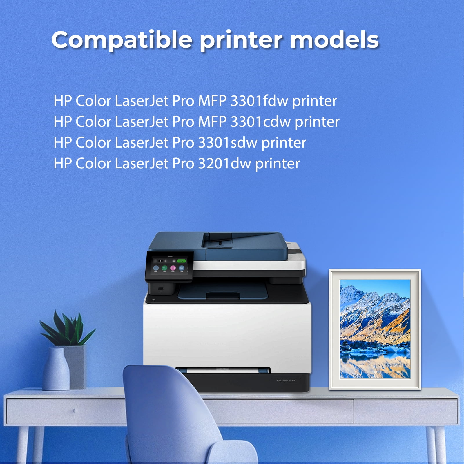 218A Toner Cartridges No-Chip 4 Pack 3301fdw Compatible for 218A W2180A 218X W2180X Color Laserjet Pro MFP 3301fdw Pro 3201dw MFP 3301cdw MFP 3301sdw Printer Ink Black Cyan Yellow Magenta
