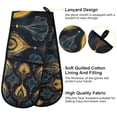 thumbnail image 2 of Yayeee Double Oven Mitt Kitchen Heat Resistant Baking 35" x7" Quilted Glove, Navy Blue Art Pattern, 2 of 6