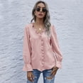 thumbnail image 1 of Blusa de mujer, camisa de manga larga con cuello en V Tops delgados casuales de otoño Irfora Rosa/Medio, 1 of 7