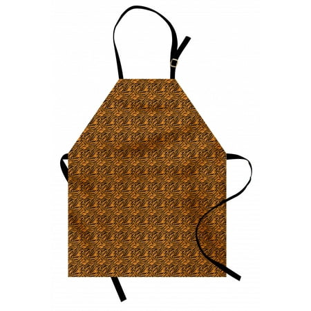 

Tribal Apron Tiger Skin with Stripes and Warm Toned Background Motifs from African Culture Unisex Kitchen Bib Apron with Adjustable Neck for Cooking Baking Gardening Orange and Black by Ambesonne