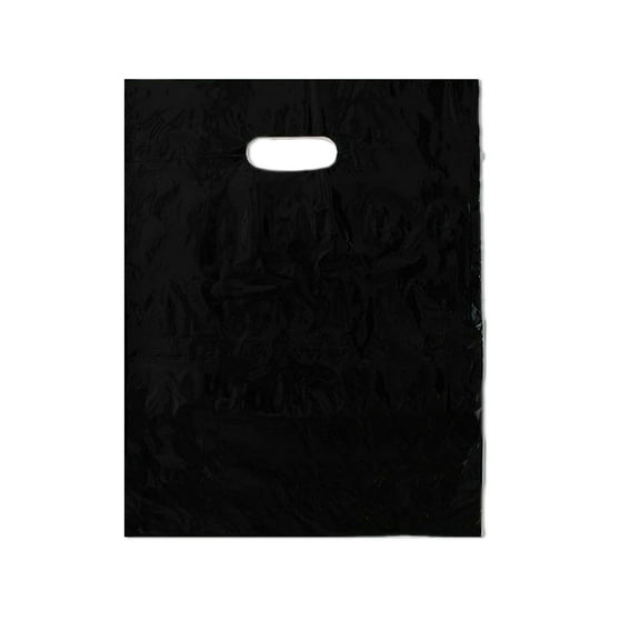 12" x 15" Black Plastic Merchandise Bags -Retail Shopping Bags (120 Pack)