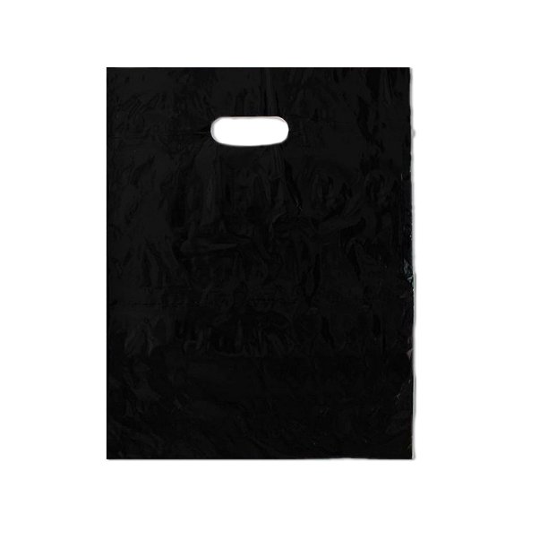 12" x 15" Black Plastic Merchandise Bags Retail Shopping Bags (120 Pack)