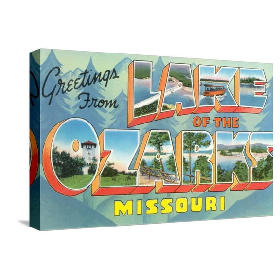 Art.com Greetings from Lake of the Ozarks, Missouri Stretched Canvas Print Wall Art, 18" x 12"