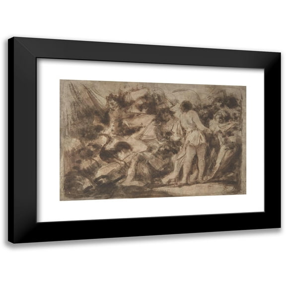 Eugenio Lucas Velázquez 14x11 Black Modern Framed Museum Art Print Titled - The Chastisement of Luxury (1817-70)