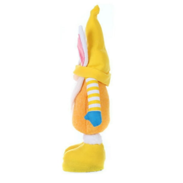 Cateissary Conejito retráctil, decoración de muñeca sin rostro, adorno de enano, escaparate de conejo de Navidad, Bar, accesorios de fiesta, Kits de decoración para fiestas Amarillo