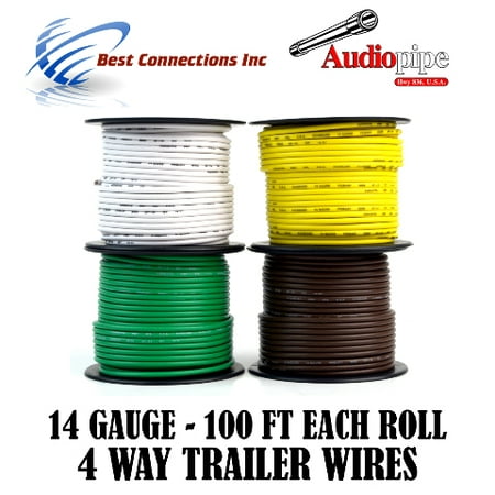 Trailer Light Cable Wiring For Harness 100ft spools 14 Gauge 4 Wire 4 (Best Electrical Wire For House Wiring)