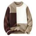 thumbnail image 1 of RKSRN Chandail pour Hommes Automne Hiver Chaud Colorblock Tricoté Col Rond Chandail Manches Longues Col Rond Haut Doux Ample, 1 of 4