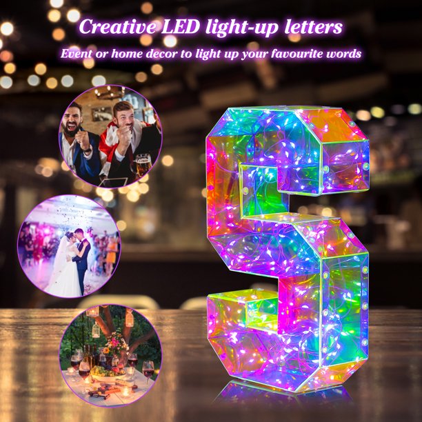 Lámpara De Letras Led Lámpara de mesa con alfabeto 100LED adornos de iluminación regalo de Navidad para interiores y exteriores