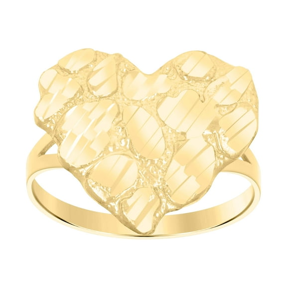 10kt Yellow Gold Womens Nugget Heart Ring