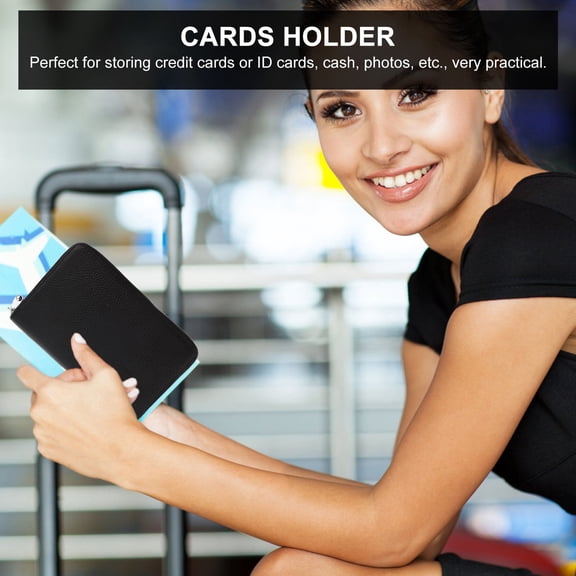 Healifty Black PU Credit Card Holder Wallet, Large Capacity Multifunction Card Organizer for Daily Use and Travel