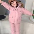 thumbnail image 2 of YunPes Toddler Girl Winter Clothes Toddler Winter Children's Girls' and Boys' Solid Color Snow Suit Snow Bib Pants and Zip Hooded Jacket Coat, 2 of 7