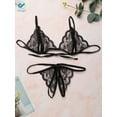 thumbnail image 3 of Deago Women Sexy Lingerie Nightwear Two Piece Babydoll Bra Panty G-String Underwear Set (Black, M), 3 of 6