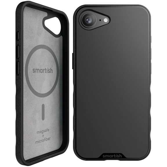 Smartish® iPhone 17e/16e MagSafe Case - Gripmunk Magnetic Slim Cover w/ Microfiber - Black