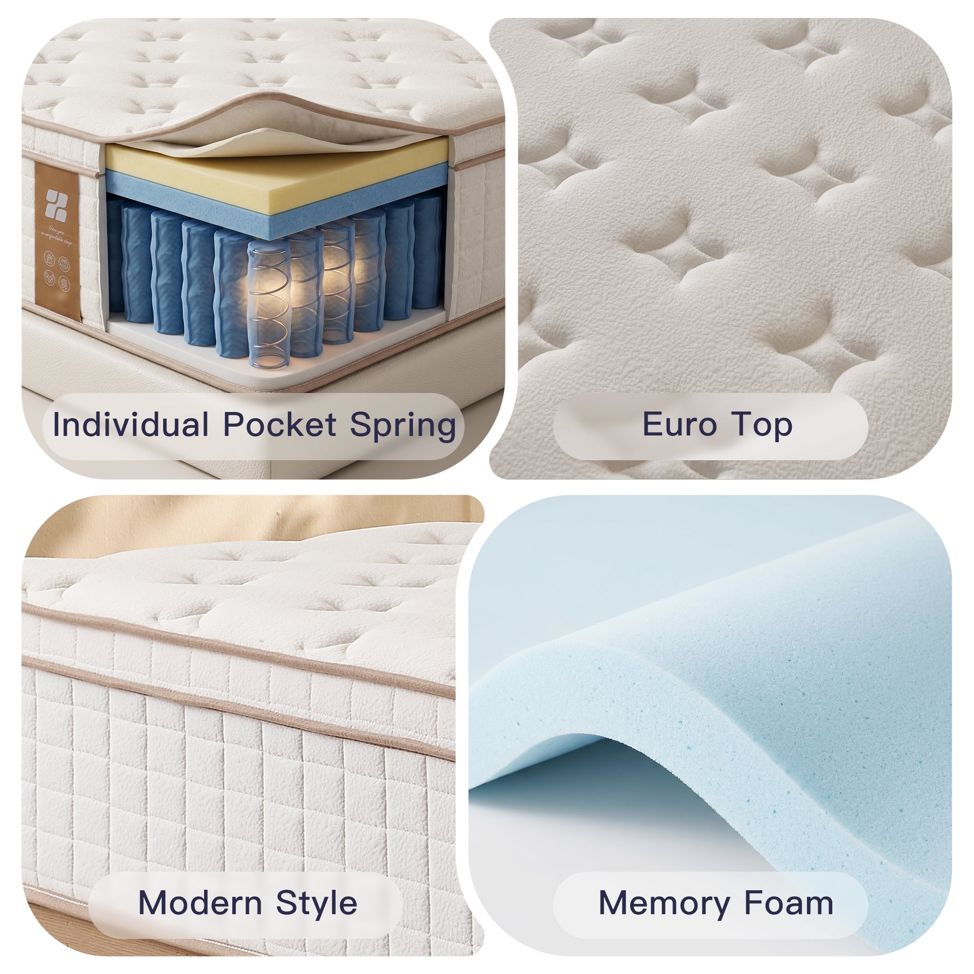Zoopower 16" King Size Mattress, Medium Firm Pocket Spring Hybrid Mattress in a Box,Edge Support,CertiPUR-US Certified